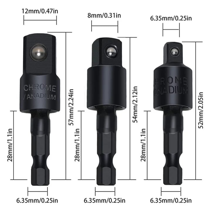 🔥LAST DAY 49% OFF - 🛠️6Pcs Right Angle Drill Attachment Set with 105° Angle Drill Adapter and Impact Grade Socket Adapter