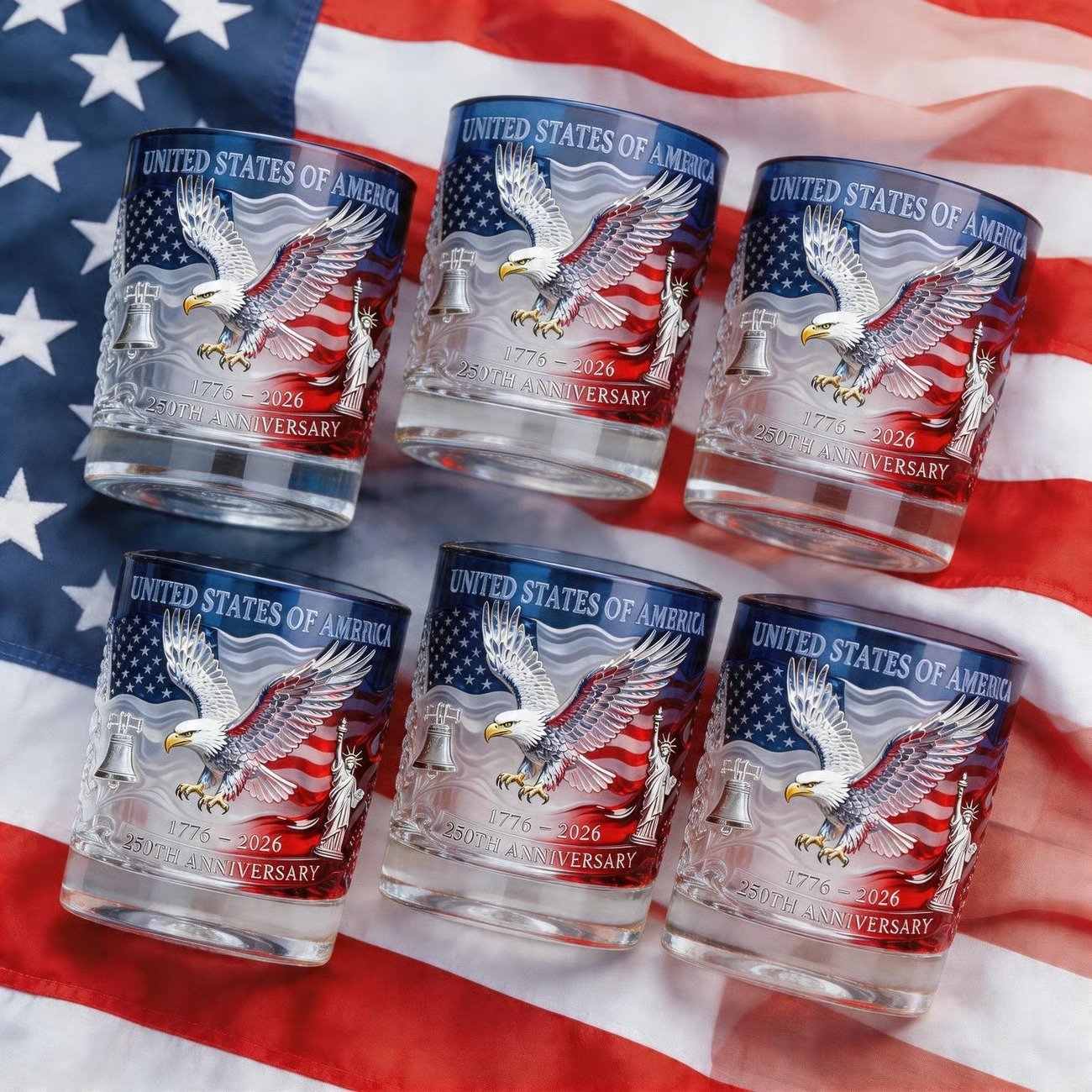 USA 250th Anniversary Commemorative Glass